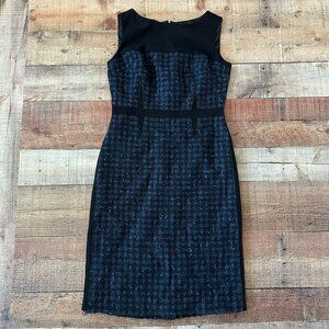 Tory Burch Sloane Plaid Tweed Sleeveless Pencil Dress in Blue and Black -6